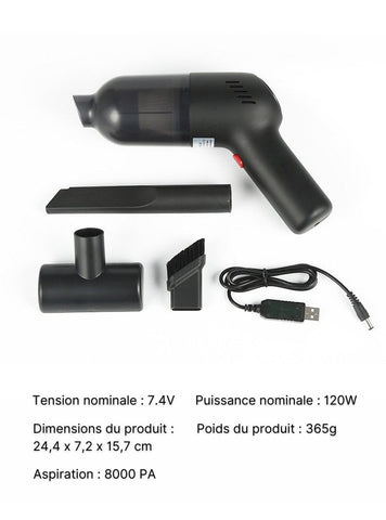 Aspirateur à main sans fil 7000pa filtre lavable à faible bruit  rechargeable pour animaux de compagnie cheveux aspirateur de nettoyage de  voiture