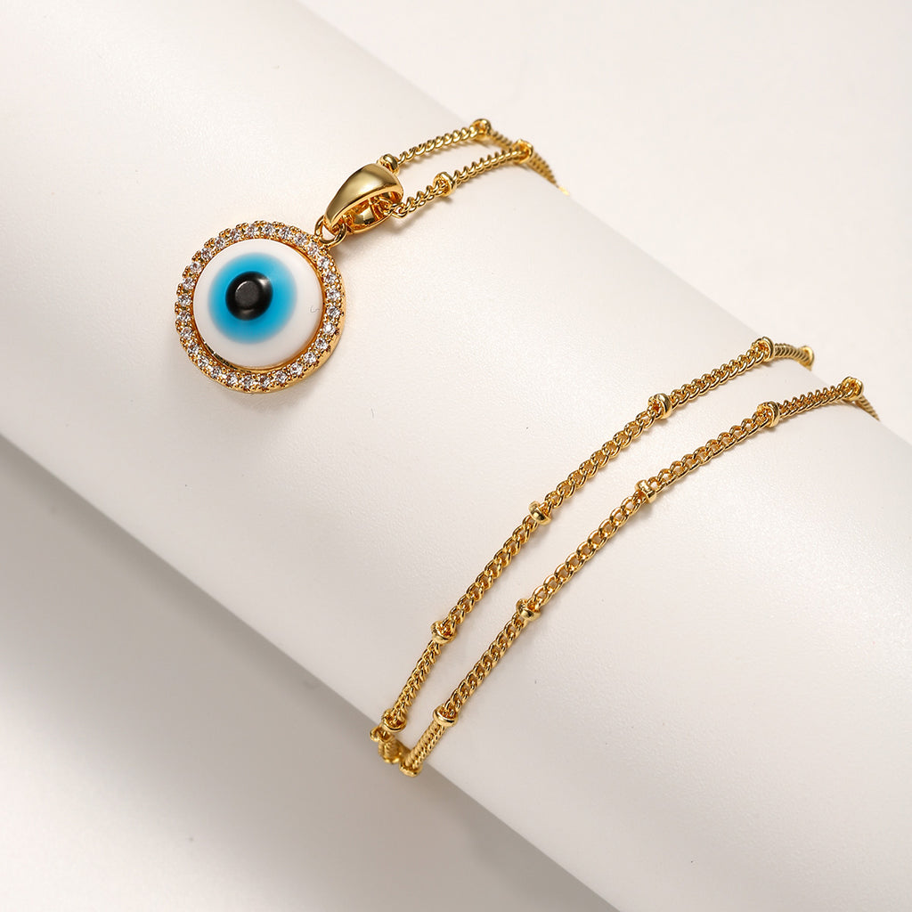 Böses Auge Minimalistische Kette Halskette, Böses Auge Charm Gold