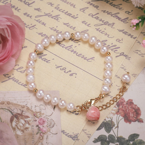 Peach Fruit Pearl Gold Bracelet