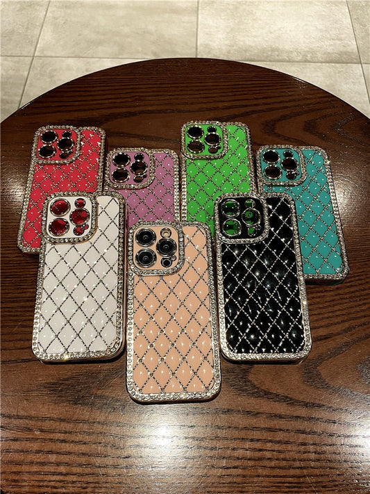 Luxury Korean Bracelet Electroplating Lattice Square Phone Case