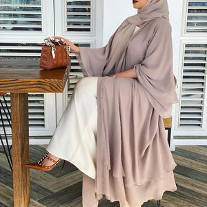 Universeel Geniet Zwitsers Open Abaya Hijab Kaftan Hoofddoek Combi Set Vrouwen Moslima Luchtig  Sierlijk – Verda Dente