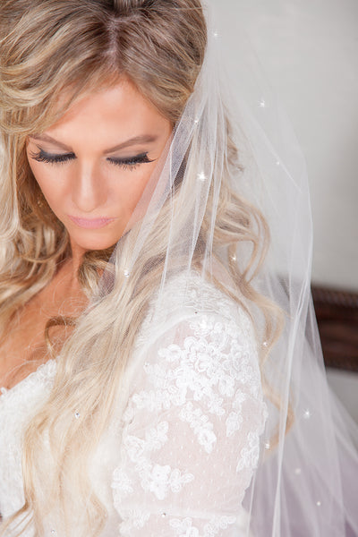 Scattered Rhinestone Veil