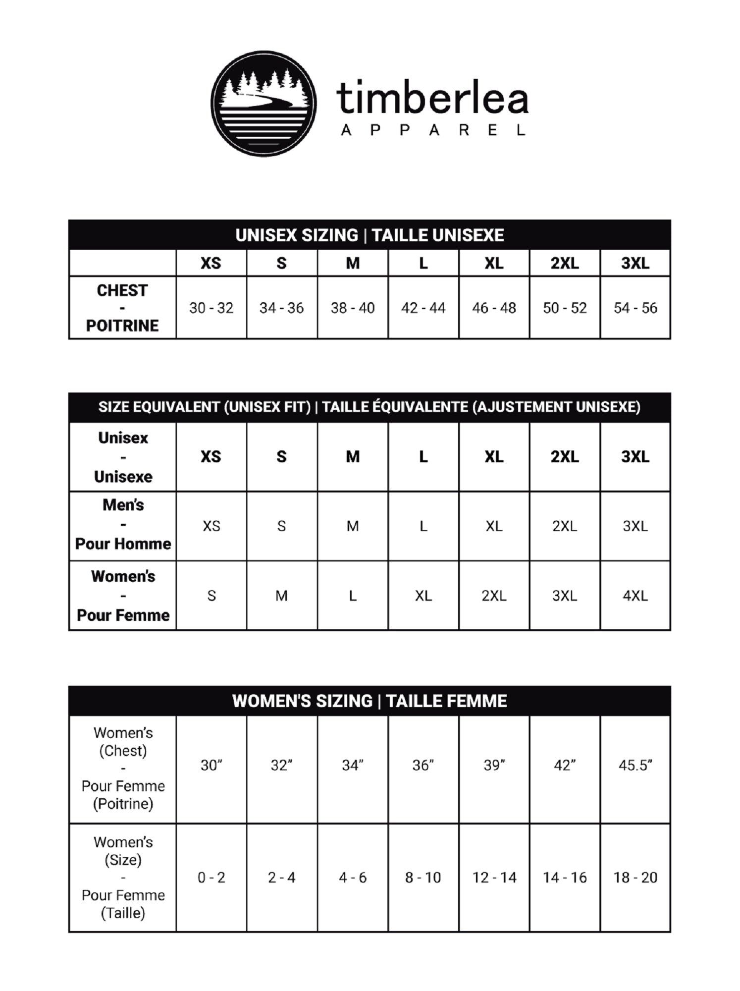 Sizing Chart — ParticipACTION Shop