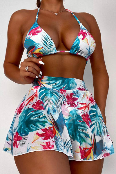 TUNUSKAT Womens Two Piece Swimsuits Hawaiian Tropical Print Bathing Suit  Sexy Bikini Top Mini Swim Skirts Party Beachwear, A1_blue, Small :  : Clothing, Shoes & Accessories