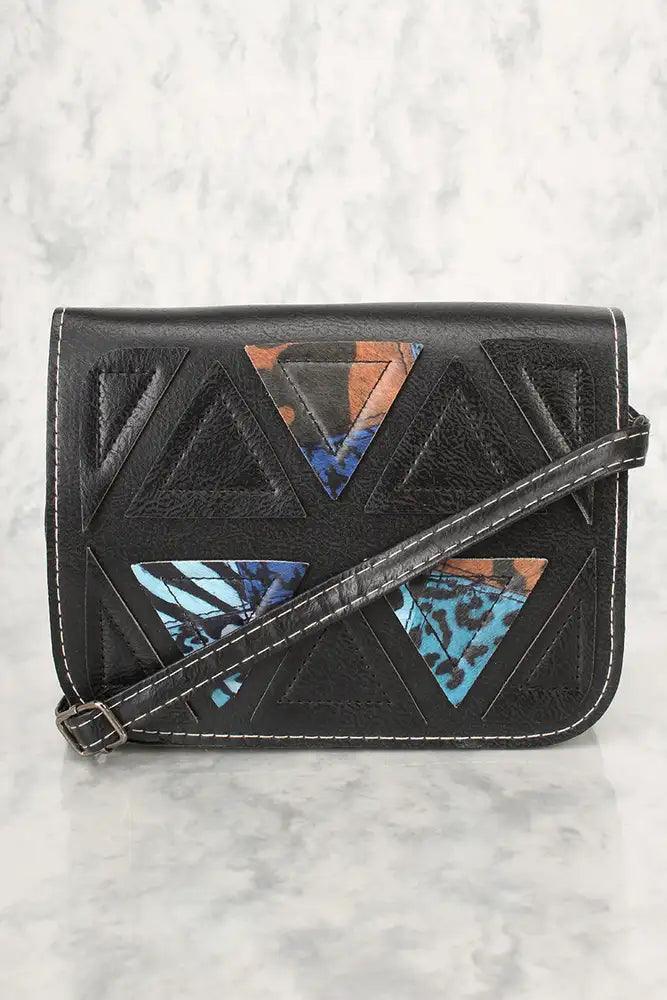 Sexy Black Blue Animal Print Geometric Faux Leather Mini Shoulder Handbag
