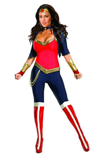 Red Blue Sexy Wonder Woman Hero 4 Pc Costume
