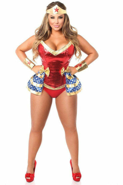 Red Blue Sexy Wonder Woman Hero 4 Pc Costume – AMIClubwear