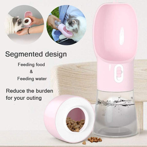 2-IN-1 PORTABLE PET WATER BOTTLE WITH FEEDER – Paws in Oasis