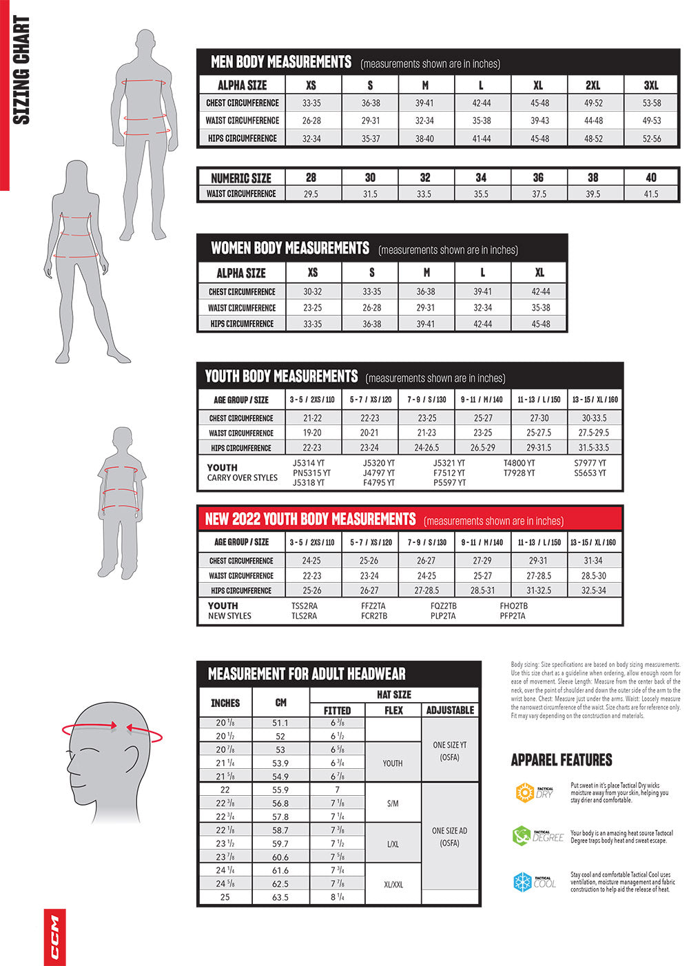 CCM Apparel Size Guide