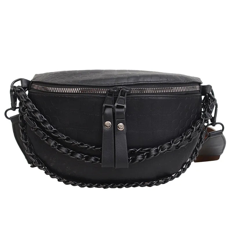 Faux Croc Belt Bag | Black