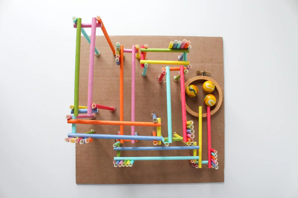 Building a straw roller coaster for kids