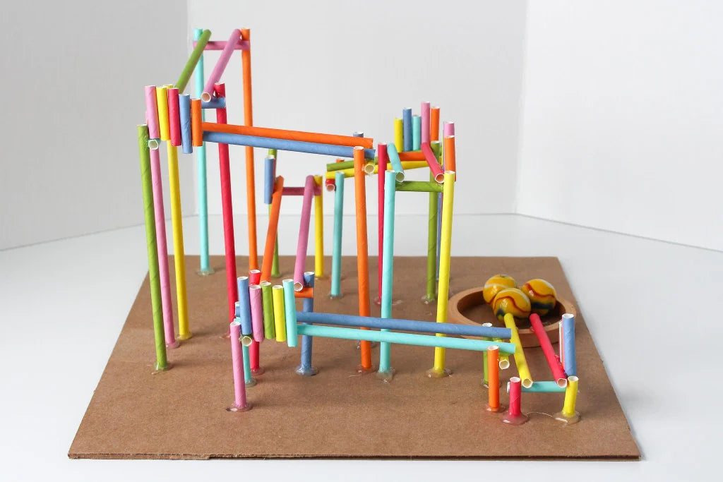 Building a straw roller coaster is a fun STEM activity for kids of all ages