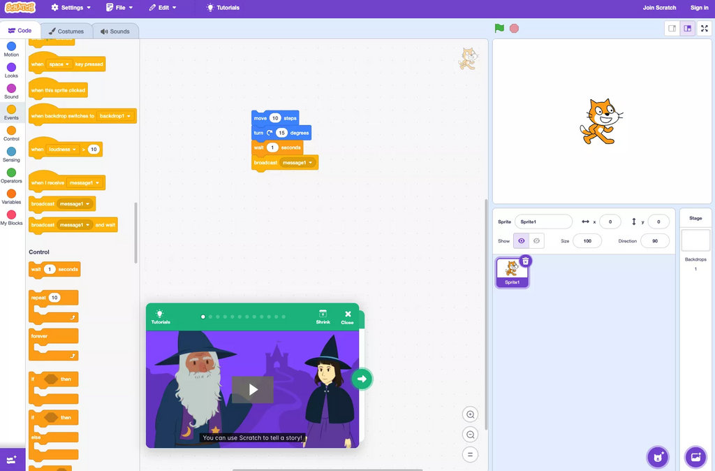 Scratch coding platform for middle school students
