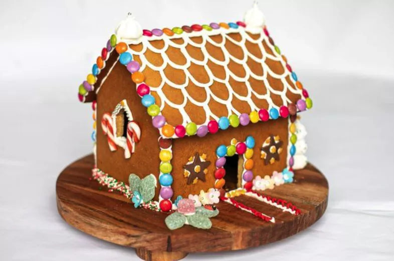 decorated DIY gingerbread house