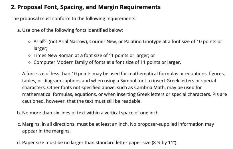 Rules for submitting and writing a grant proposal