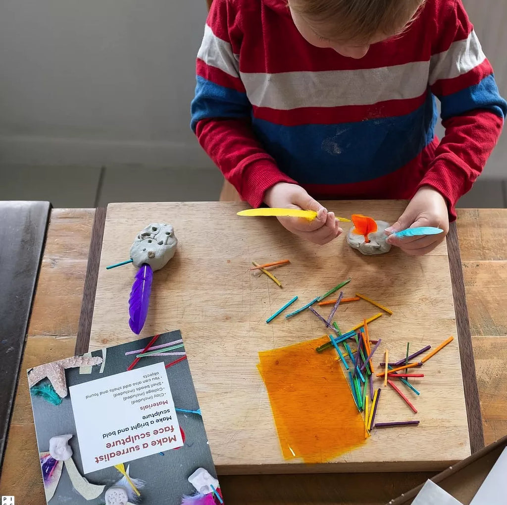 8-year-old kid playing with Make and Wonder box