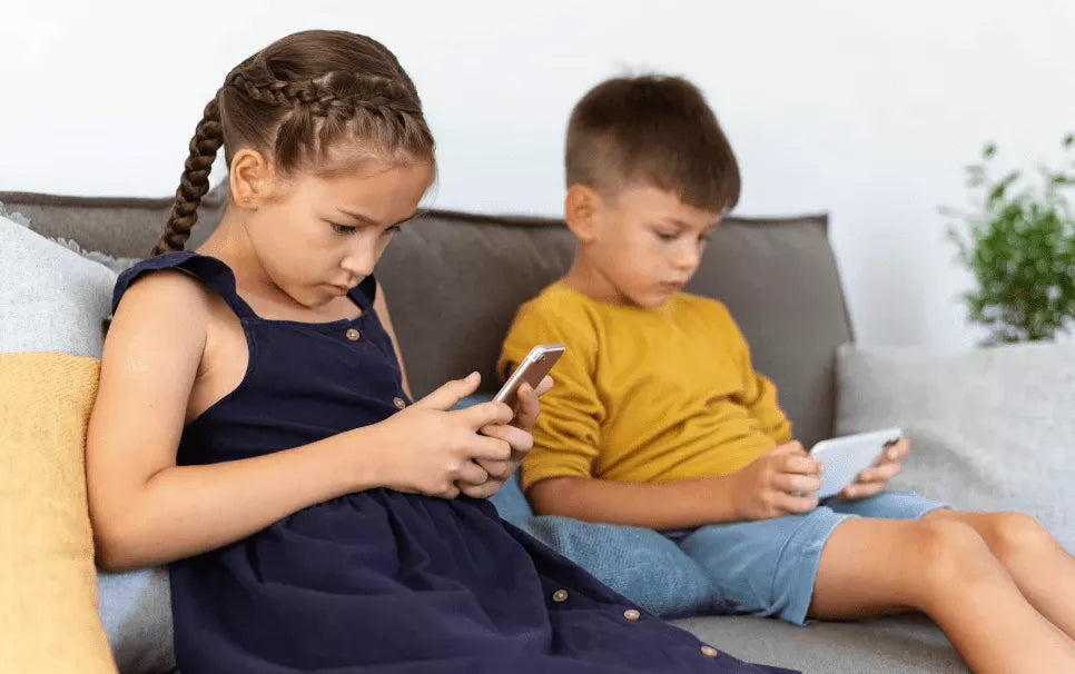 Kids playing on their mobile phones