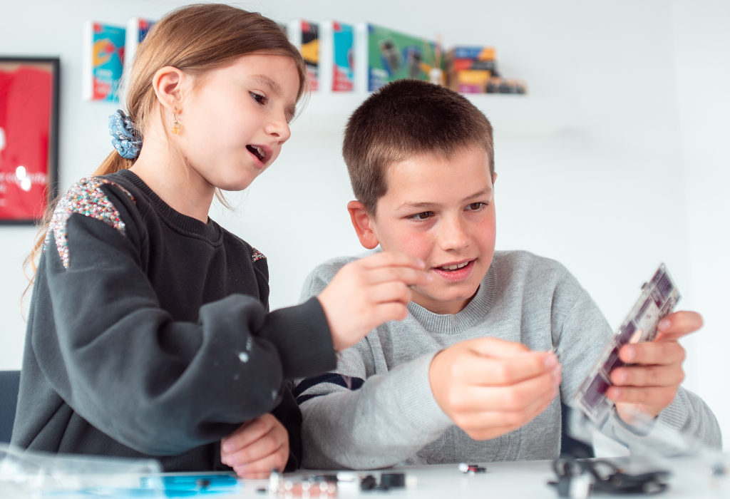 Kids learning with STEM toys