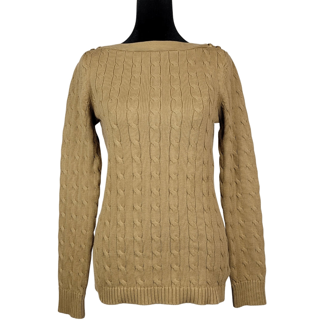 Lauren Ralph Lauren Button Trim Cable Knit Sweater Sz M – Fred & Lala's  Finds