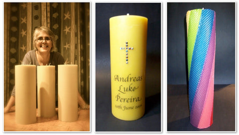 personalised, hand made, wedding beeswax candle