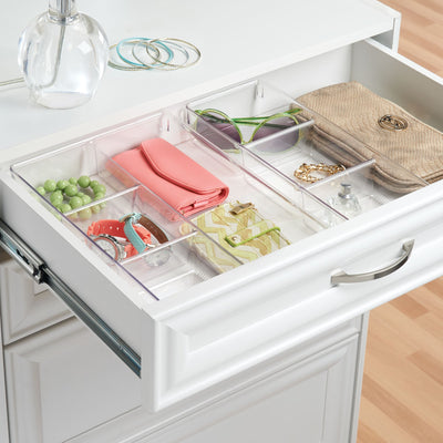 IDESIGN Linus Small 2-Section Drawer Organizer Clear 6x9x2