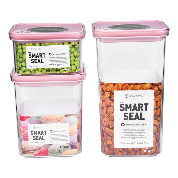 Neoflam Airtight Smart Seal Food Storage Container (Set of 3) | Crystal  Clear Body | Modular, Stackable, Nestable Design (2.1L, Square)