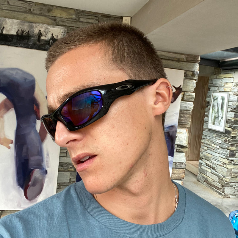 レンズグレーグラデーションOAKLEY MONSTER DOG archive USA製 サングラス 青