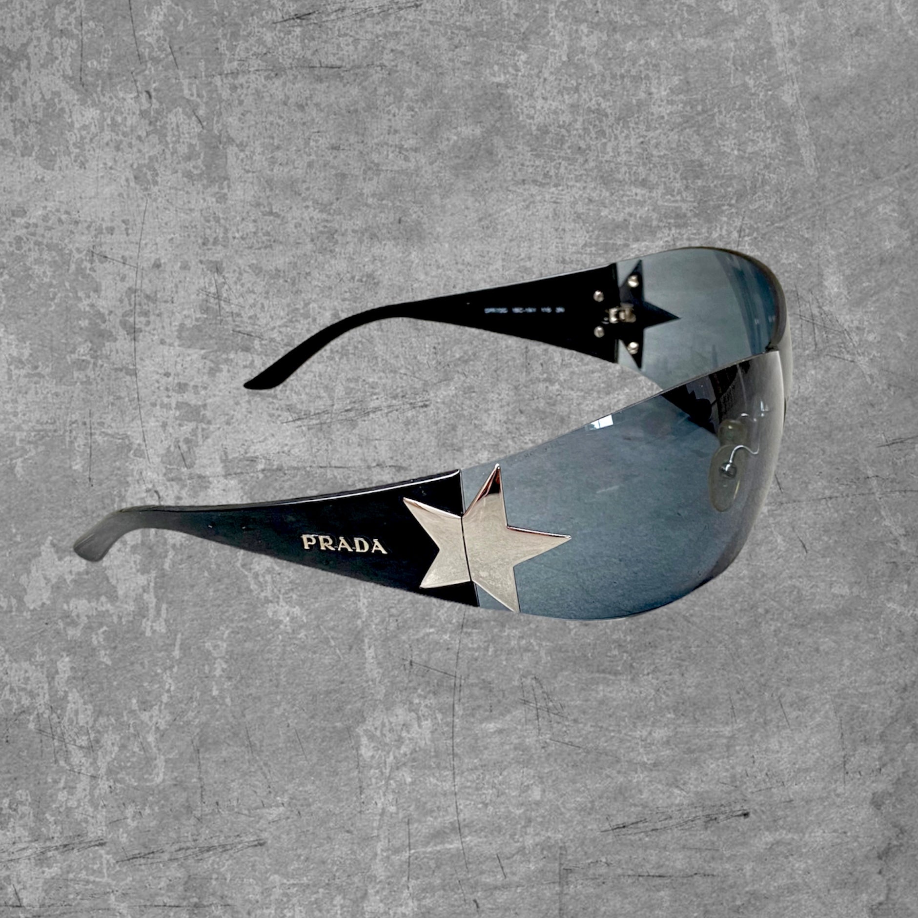 PRADA WRAP AROUND STAR SUNGLASSES - BLACK – Fazed by Finn