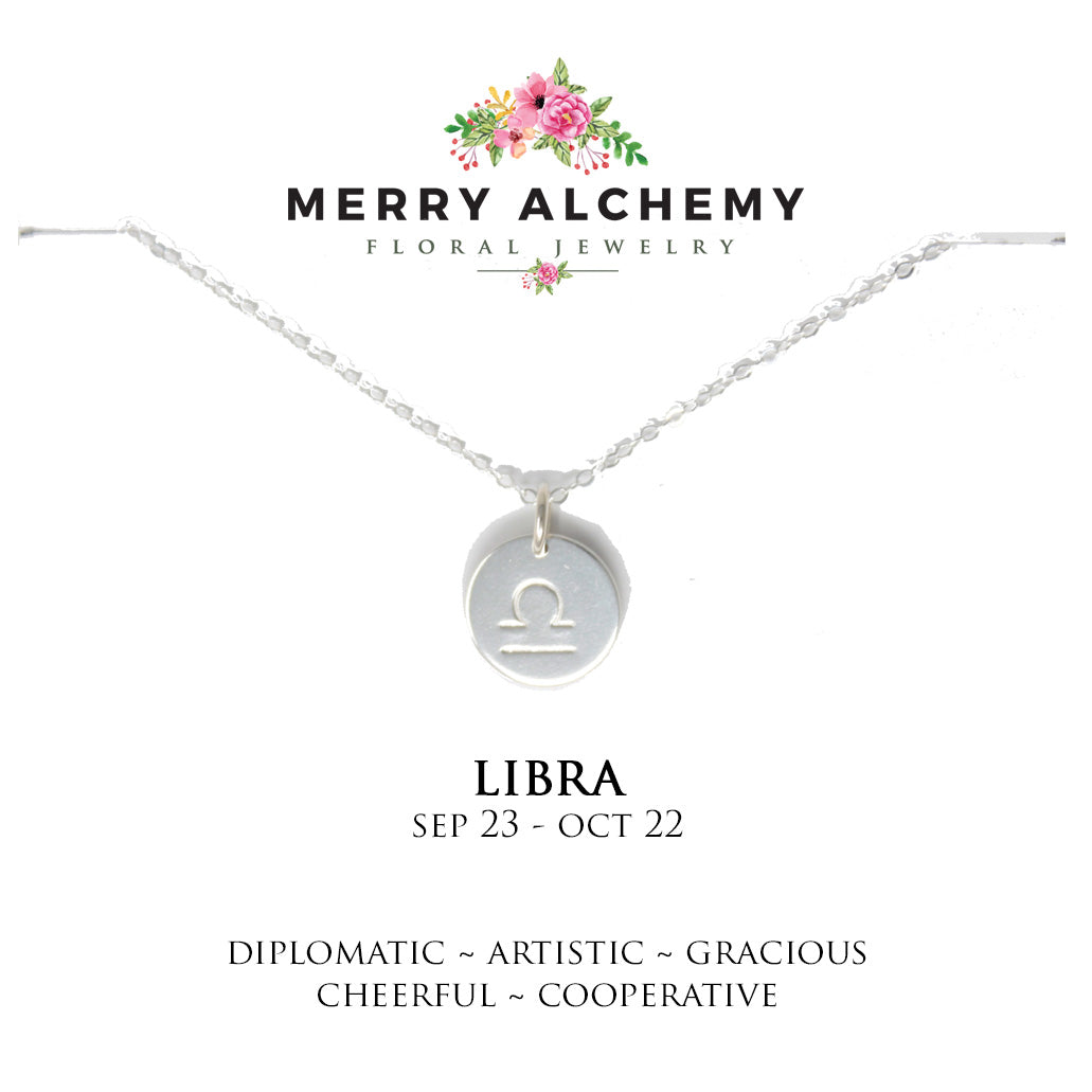 Libra handstamped necklace