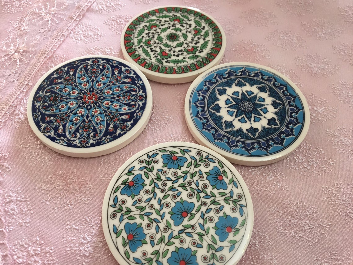 traditional Turkish tile coasters