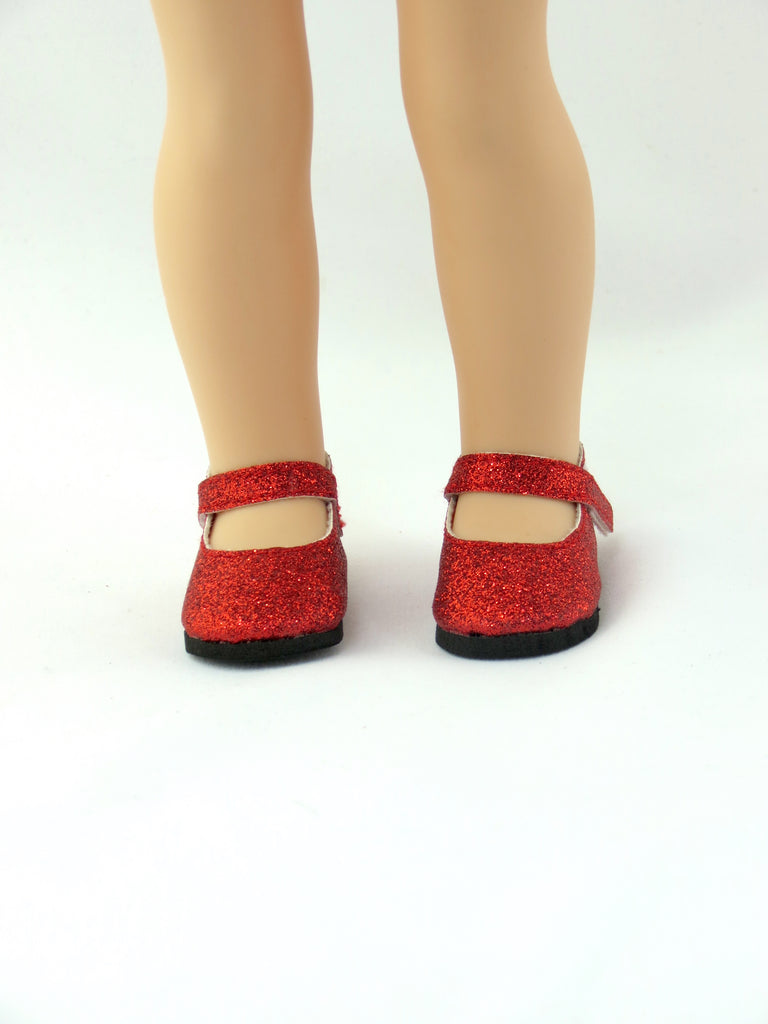 red glitter mary jane shoes