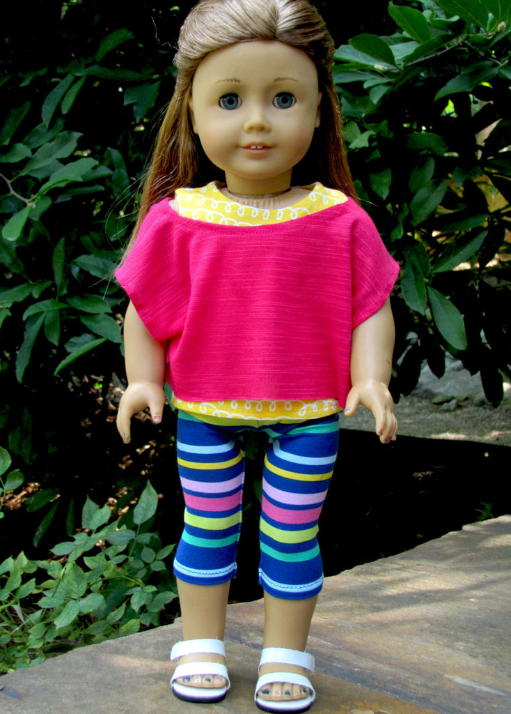 Off the Shoulder Tee, Tank and Bright Striped Leggings, American Girl ...
