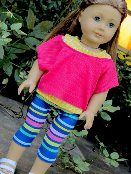 Off the Shoulder Tee, Tank and Bright Striped Leggings, American Girl ...