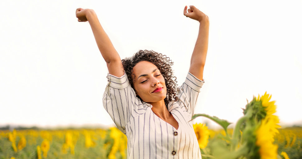 Carefree woman to represent feeling energised