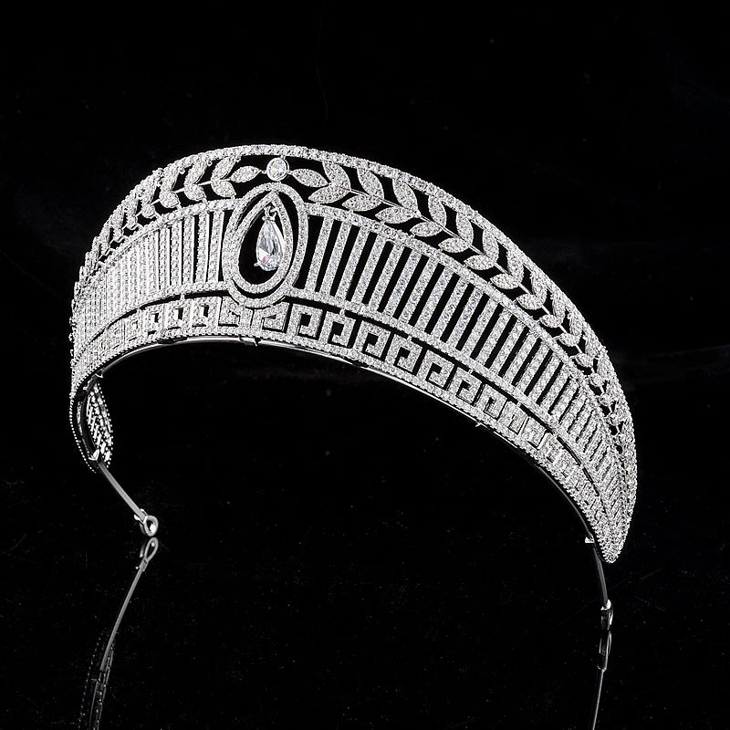 Great Oversize Cubic Zircon Brides Crowns Tiaras Wedding Headpieces Hair Accessories HT19047