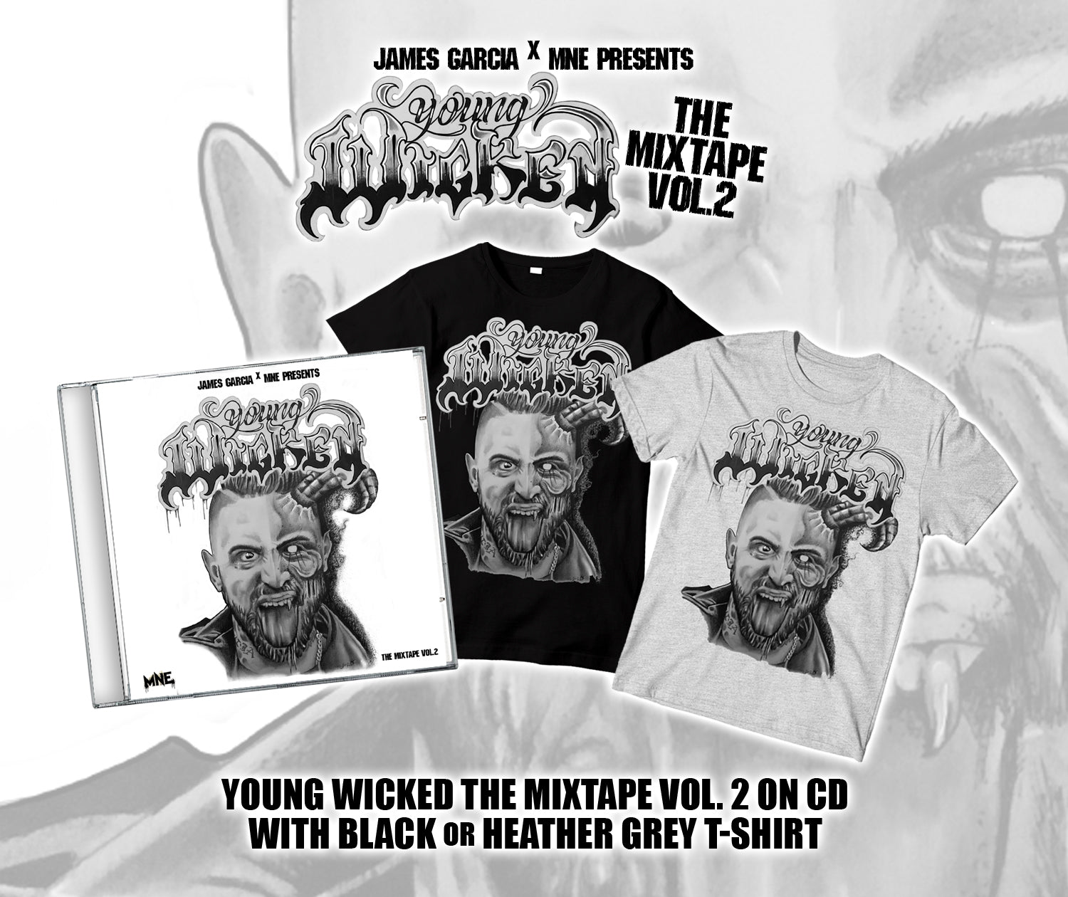 Image of "Young Wicked The Mixtape: Vol. 2" CD & Shirt Bundle