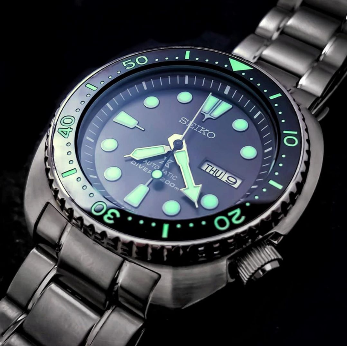 Ceramic Insert - SRP Turtle Black - Luminous Green - DLW WATCHES