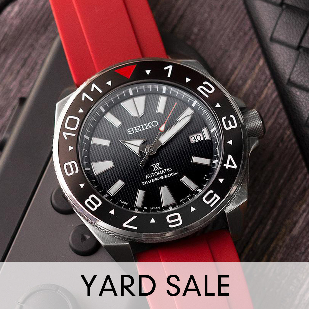 YARD SALE - Ceramic Insert - Samurai Dual Time Red T Black - DLW WATCHES