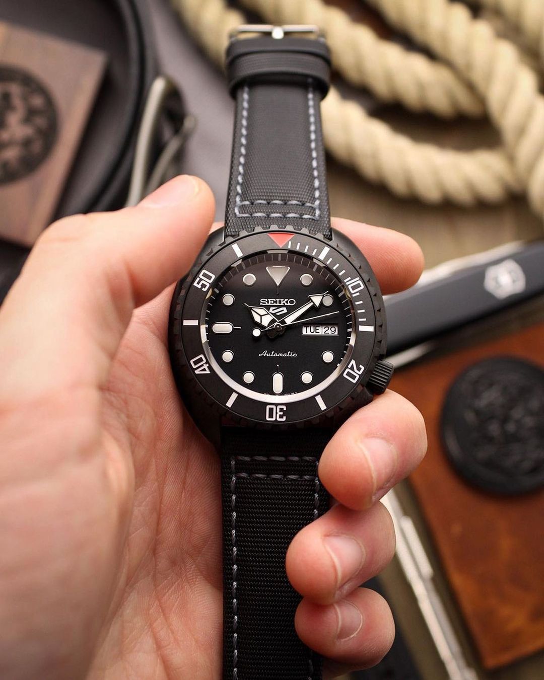 Case - SKX007 Turtle - Bead Blasted PVD Black (With Case Back) - DLW WATCHES