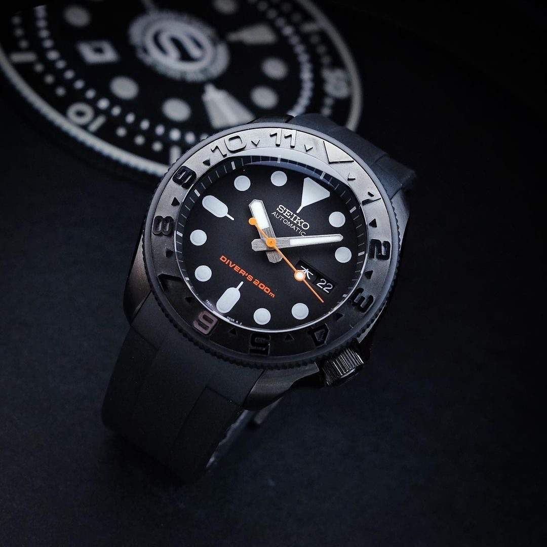 FKM Rubber Strap - SKX007/SRPD Classic - Black - Stealth Buckle - DLW  WATCHES