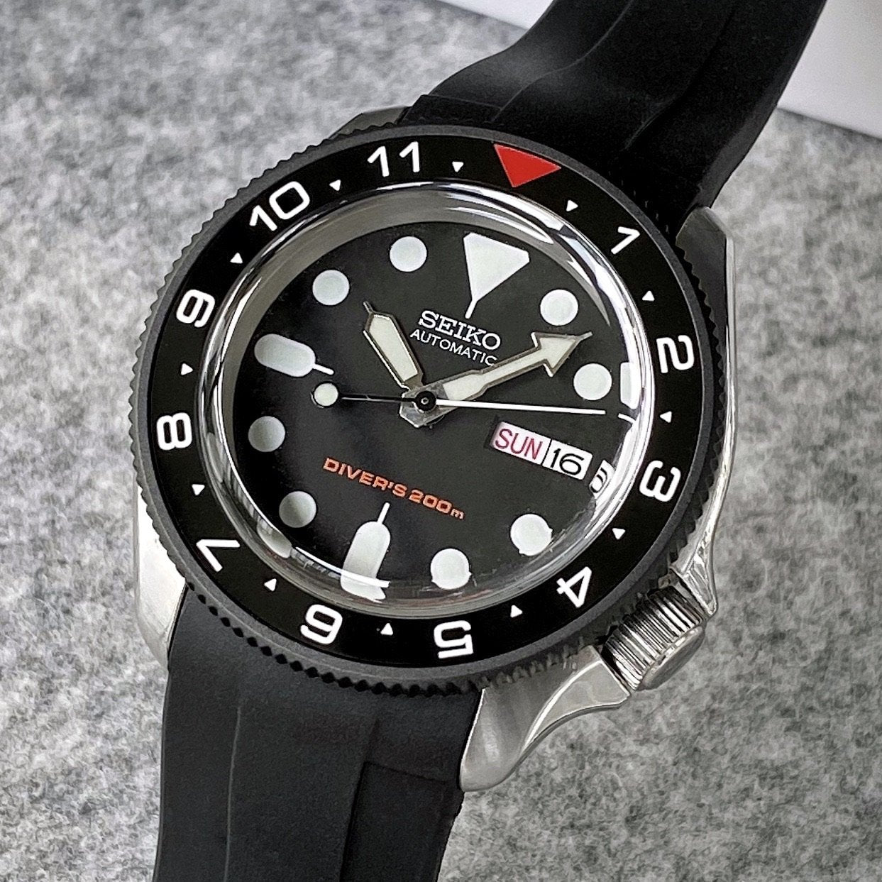 Ceramic Insert - SKX Dual Time Red T Black - DLW WATCHES