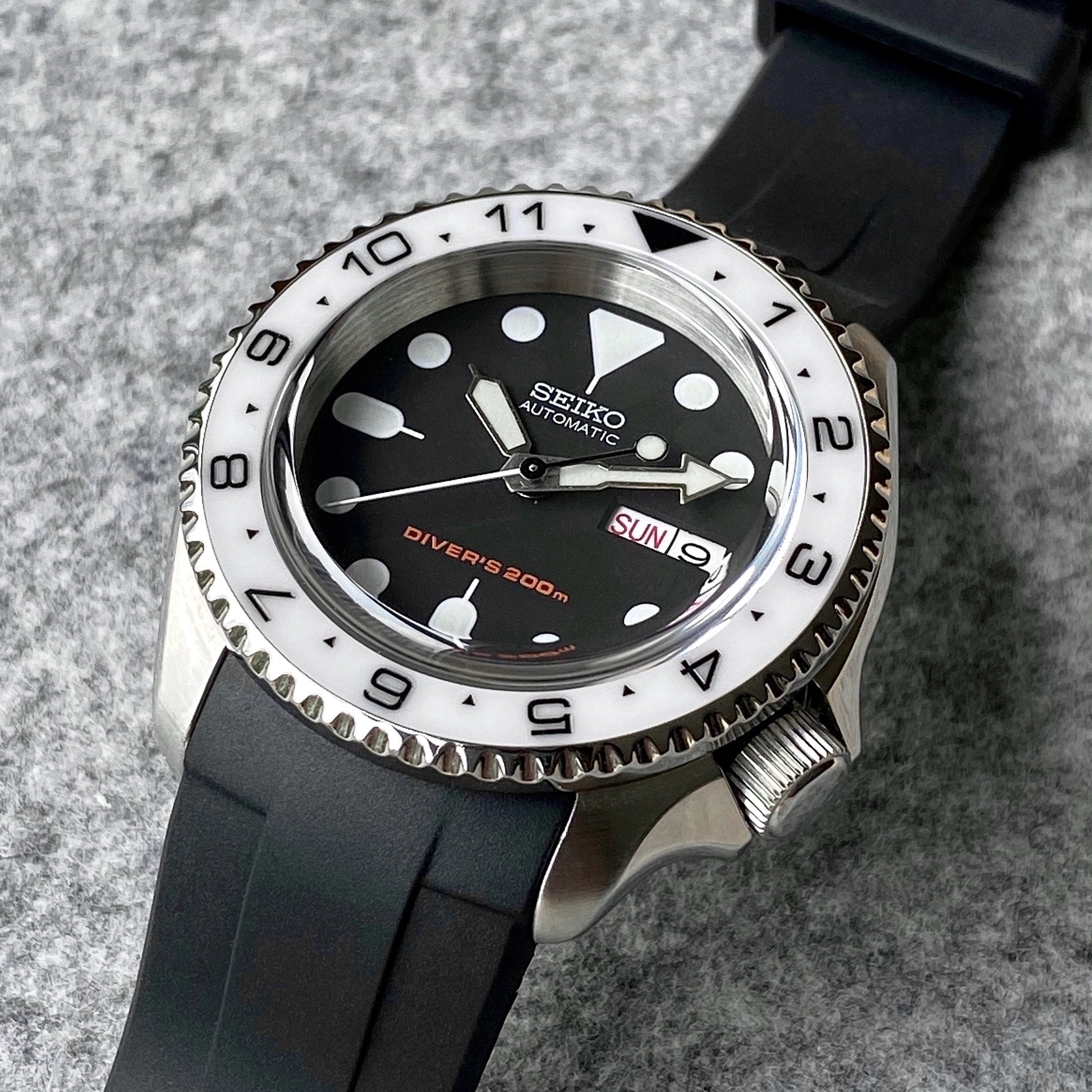 Ceramic Insert - SKX Dual Time White - DLW WATCHES