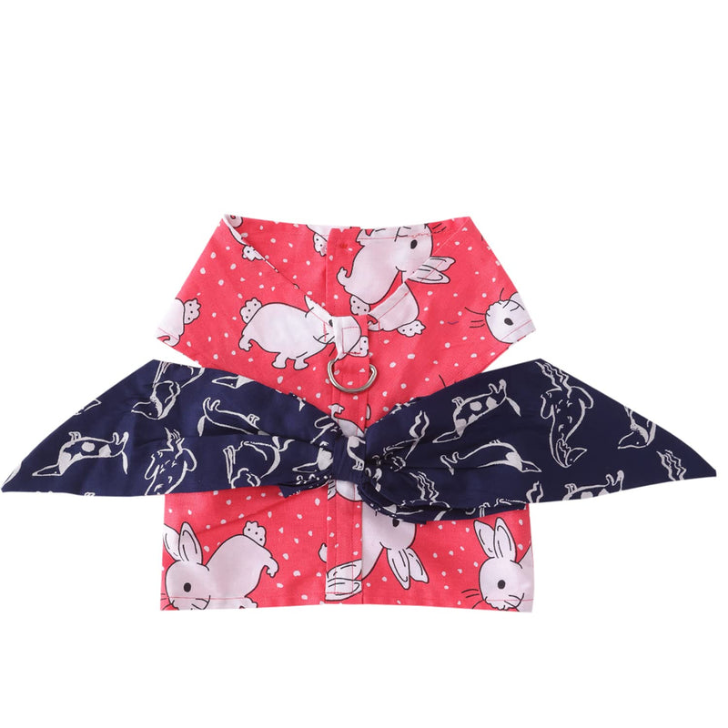 Lulala Dog Bunny Print Harness Dress Cute Bowtie Shirt For Dog(S,M,L,XL,XXL,Blue,Pink)