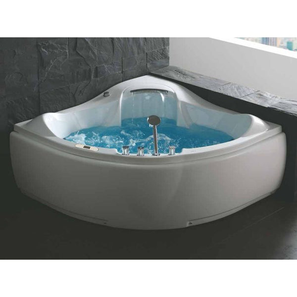 EAGO AM505ETL 5 ft Corner Acrylic White Waterfall Whirlpool Bathtub for Two