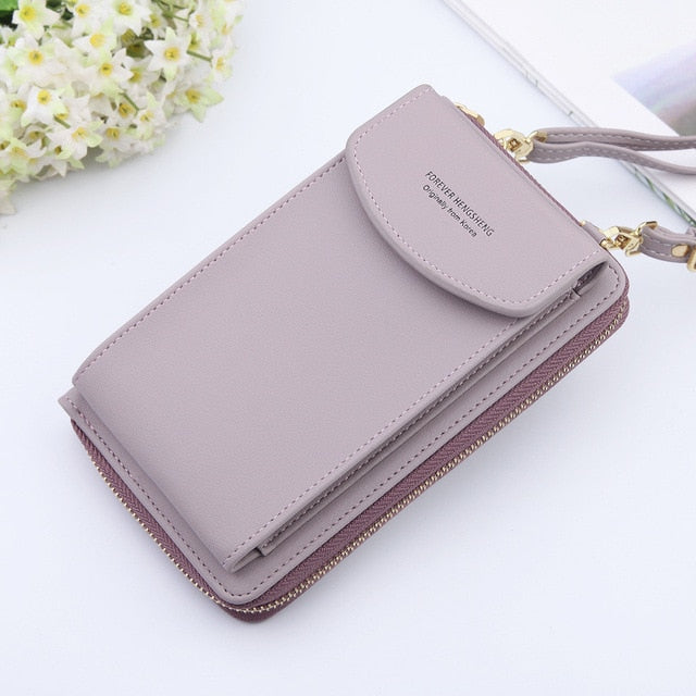 Women Shoulder Strap Purses with Solid Color Leather