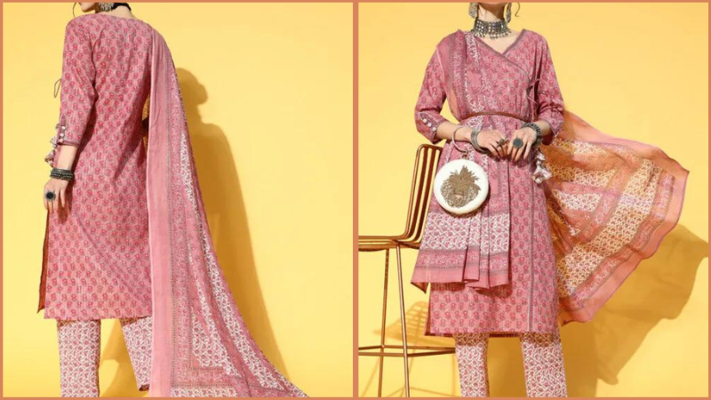 Angrakha Style Cotton Salwar Suit