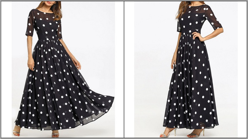 Black and White Polka Dot Linen Dress