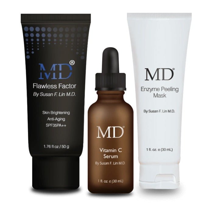 MD® Beauty Essentials Bundle - Vitamin C Serum - Flawless Factor BB Cream - Enzyme Mask