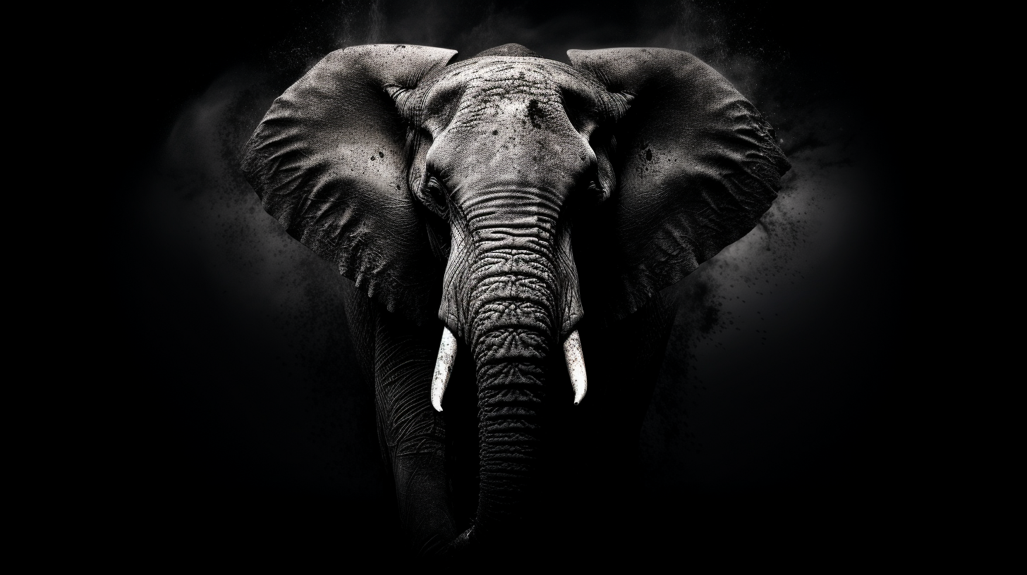 Schwarz-weißes Wandkunst-Elefant-Tier