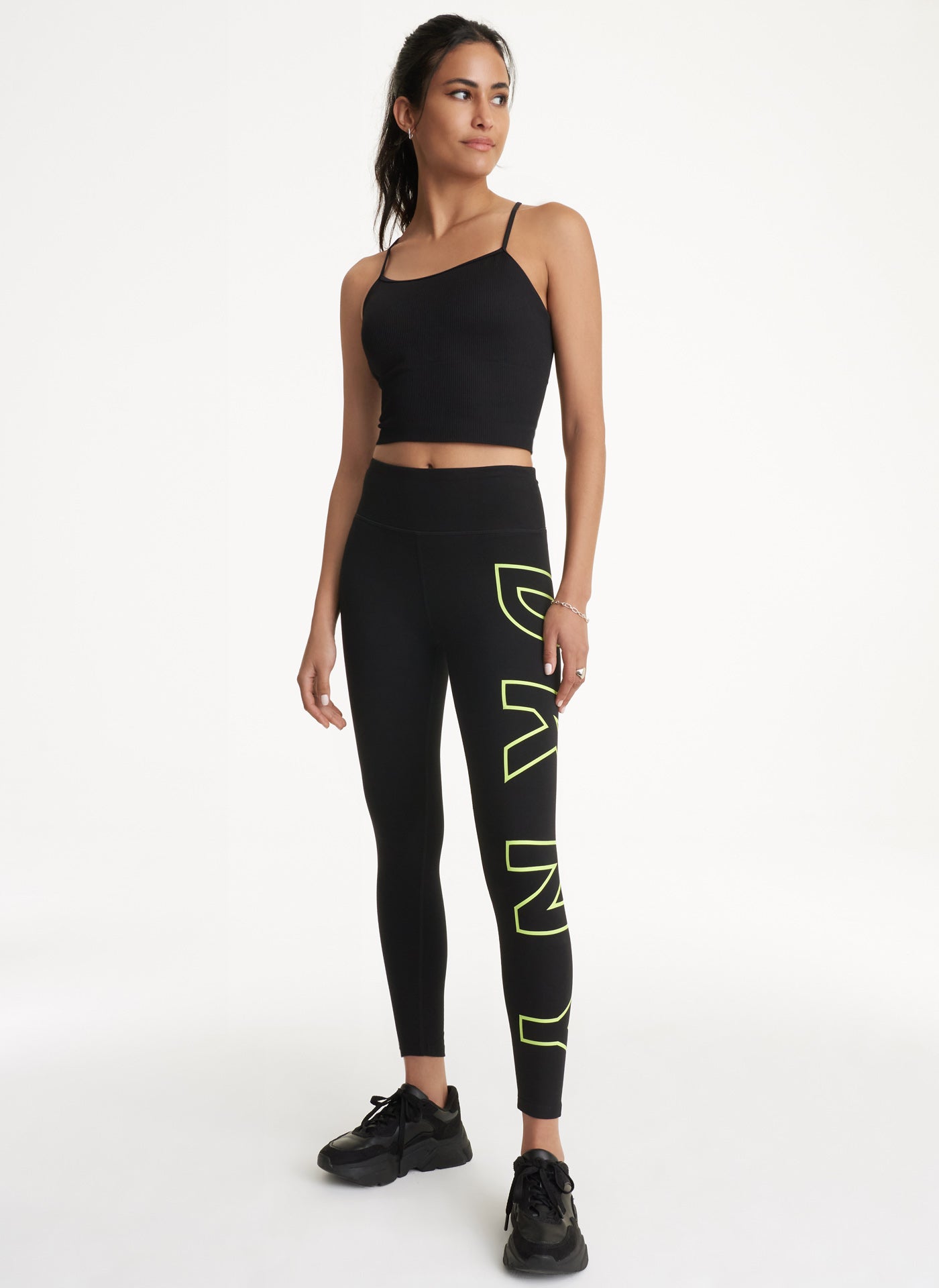 DKNY Women's Tight Printed High Waist Performance Leggings, Army